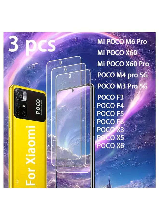 Tempered Glass Screen Protector For Xiaomi Poco F6 3 Pack - Image 1